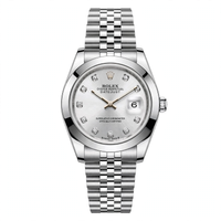 Silver Frost Luxury White Diamond Dial Stainless Steel Date Watch – Jubilee Chain | Pakistan