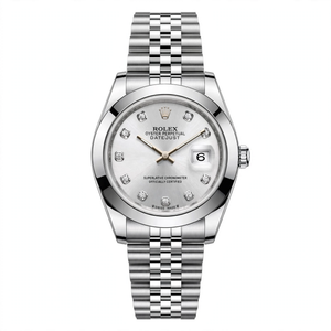 Silver Frost Luxury White Diamond Dial Silver Stainless Steel Date Watch with Jubilee Chain – Premium Gift Box