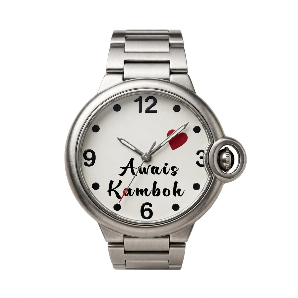 Customized Name Watch for Boyfriend & Husband – Silver Metal Chain