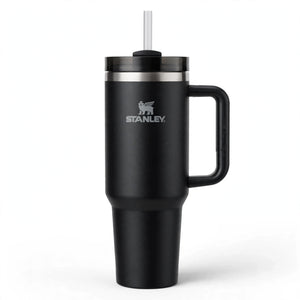Customized Black Tumbler with Straw