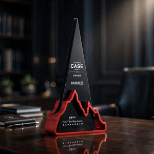 Black Crystal Triangle Mountain Trophy – Custom Corporate Achievement Award | Pakistan