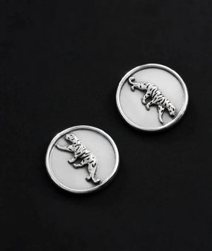 Royal Tiger Cufflinks – 3D Gold & Silver Medallion