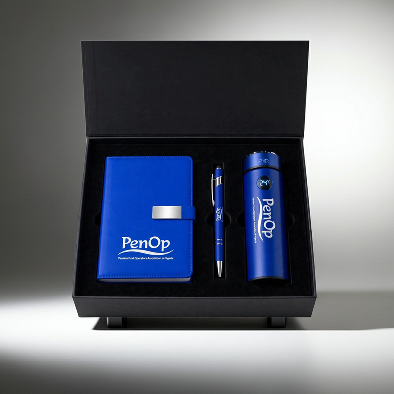 Customized Diary, Metal Pen & Smart LED Bottle Gift Set