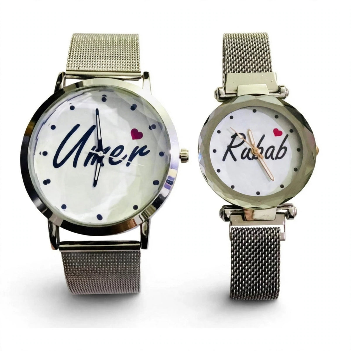 Customized Couple Pair Watches – Personalized Name Dial His & Hers Watch Set