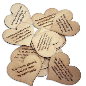 Customized Text Engraved Heart Design Wooden Gift Item