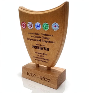 Personalized Wooden Shield Trophy with Gift Box – Engraved Achievement Award | Pakistan