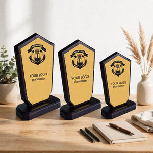 Personalized Acrylic Shield Trophy with Gold Metal Plate – 5x7 / 6x8 | Award Pakistan