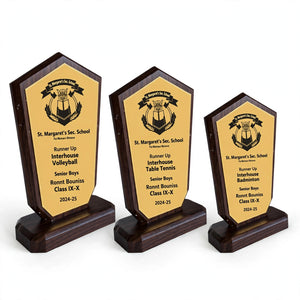 Personalized Acrylic Shield Trophy with Gold Metal Plate – 5x7 / 6x8 | Award Pakistan