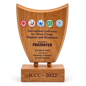 Personalized Wooden Shield Trophy with Gift Box – Engraved Achievement Award | Pakistan