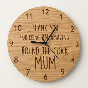Personalized Wooden Round Wall Clock – Non-Ticking Battery Operated | Home Decor Pakistan