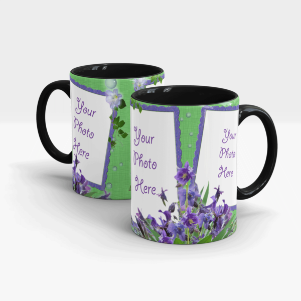 Purple flower Customized Coffee Mug-Black