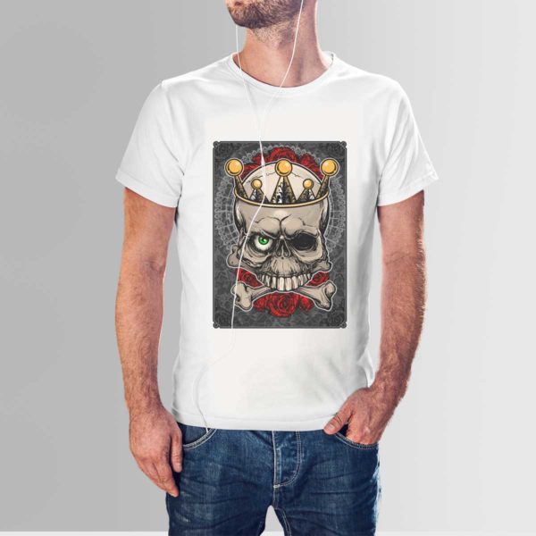Roses and Skull T Shirt White