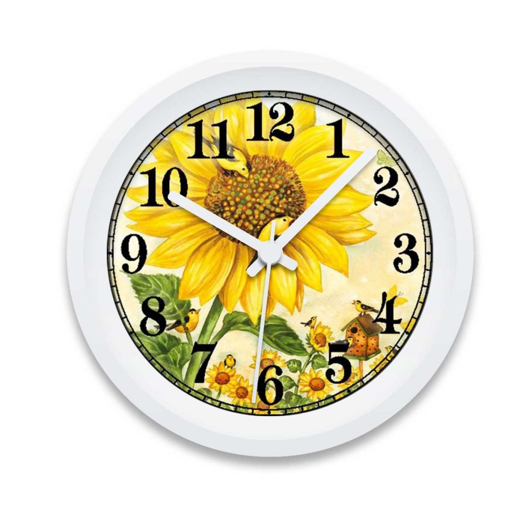 Blue Flowers Custom Printed Wall Clock Design Your Own Online gift