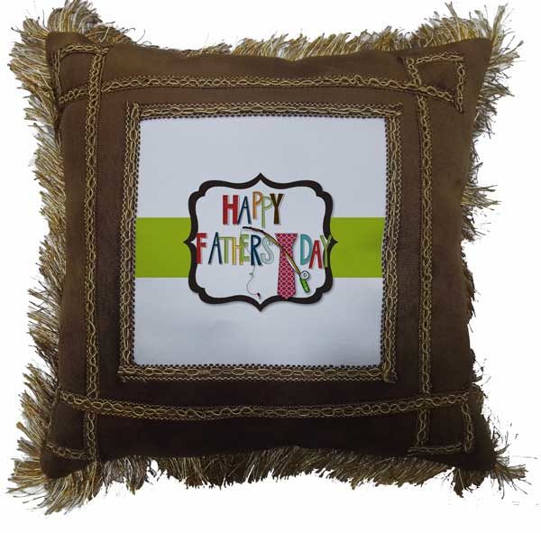 Happy Father's Day Fancy Brown Gift Cushion