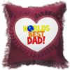 Worlds Best Dad Fancy Red Heart Gift Cushion