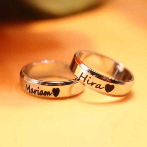 Personalized Photo Engraved Ring With Name (Stainless Steel)
