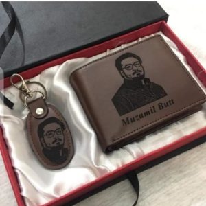Customized Picture And Name Gift Pack Of Wallet And Keychain