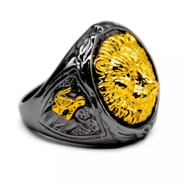 Gold Lion Head Gold, Ring Men's Judah Punk Style Hop Ring