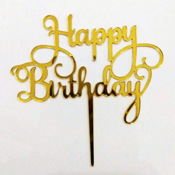 Design Your Own Customized Cake Topper In Acceralic Material With Golden Foil
