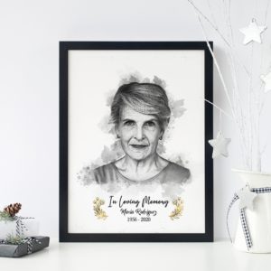 Custom Passed Away Portrait Gift, Deceased Loved One Portrait gift, Black and White Sympathy Portrait Memorial