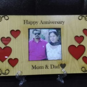 Design Your Own Custom Lasani Wooden Picture And Name Engraved Wooden Table Frame - With Stand
