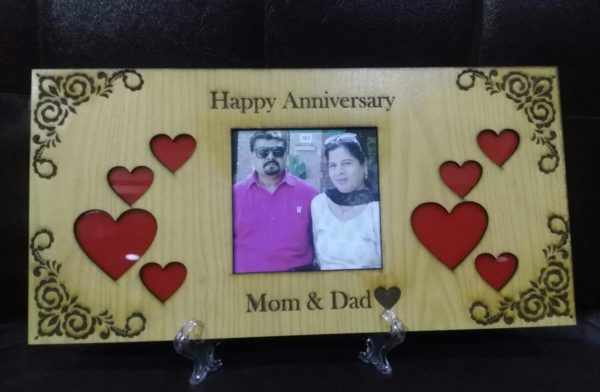 Design Your Own Custom Lasani Wooden Picture And Name Engraved Wooden Table Frame - With Stand