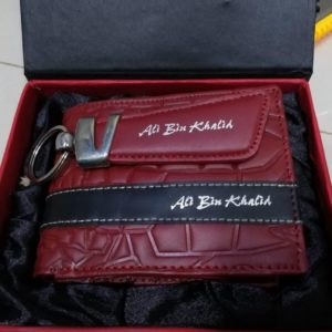 Name Printed Wallet And Keychain - With Gift Box