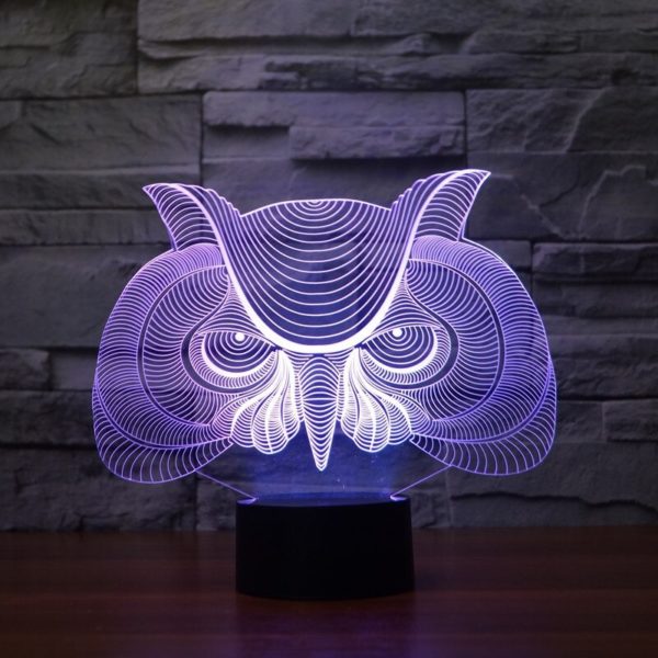 Owl Table Lamp 3D Transparent LED Night Lamp