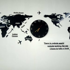 World Map DIY 3D Acrylic Wall Art With Clock