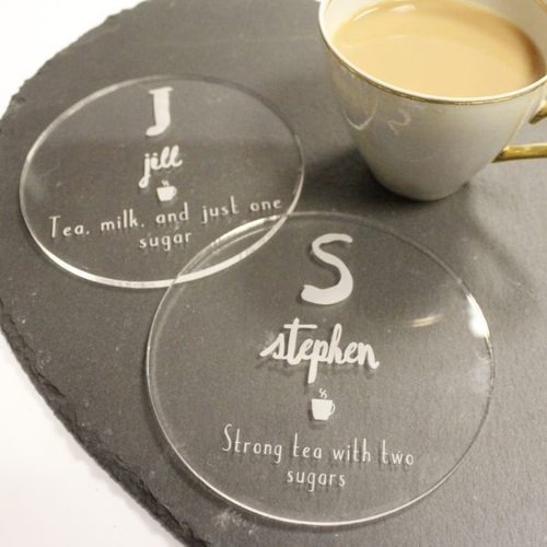 Customized Transparent Acrylic Coaster, Coasters, Tea, Coffee, Name, Text Coasters - Round