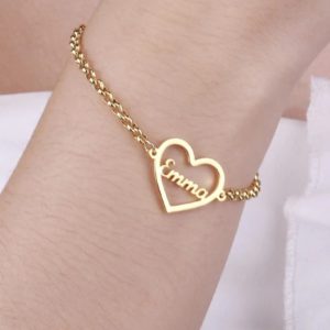 Personalized Heart Name Bracelet