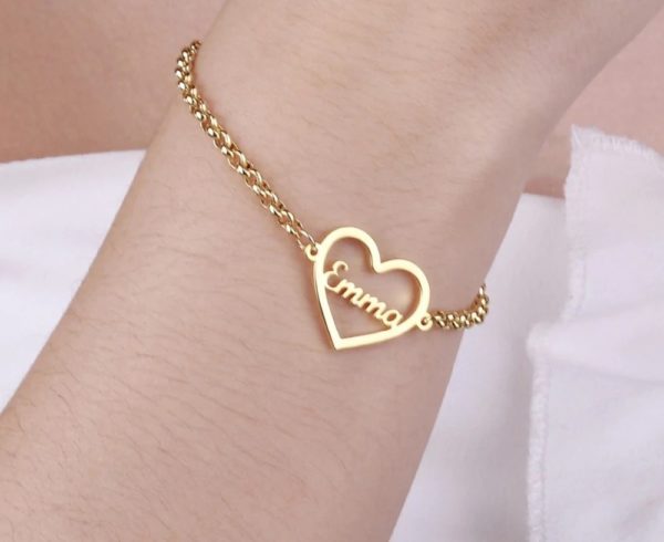 Personalized Heart Name Bracelet