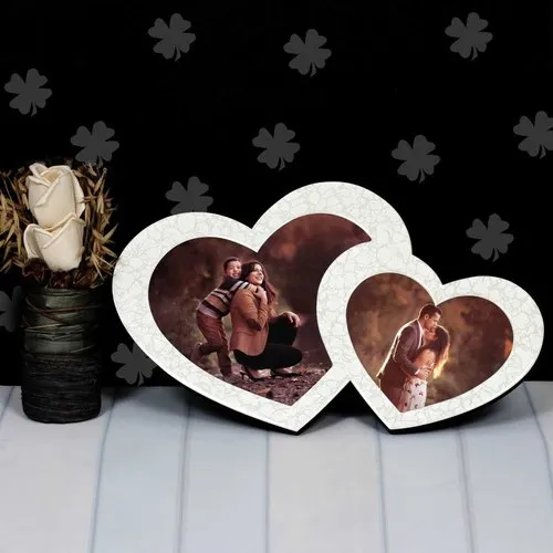 Customized Double Heart MDF Wooden Table Frame For Couples