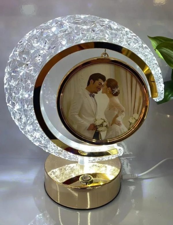 Customized Moon Crystal Led Photo Frame - Round