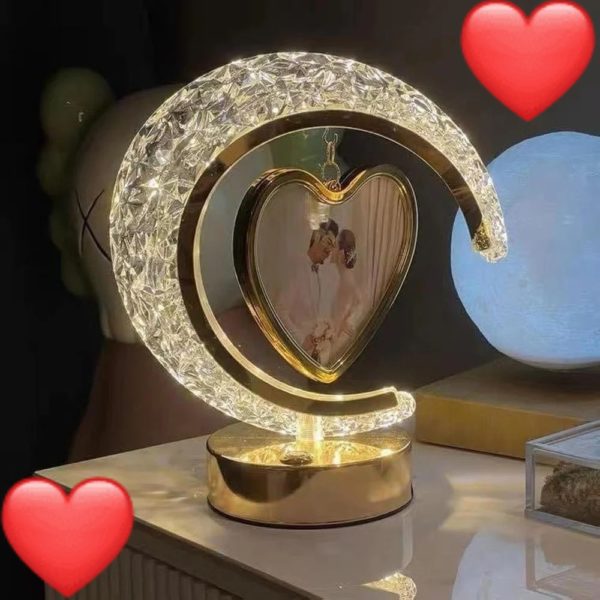 Customized Moon Crystal Led Photo Frame - Heart