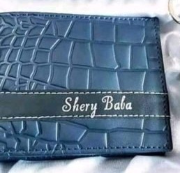 Customized Name Engraved Wallet With Gift Box - Blue