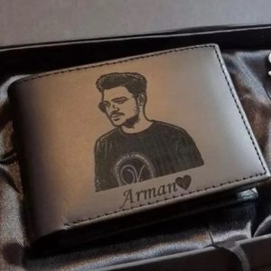 Custom Picture And Name Wallet With Gift Box – In Black Color