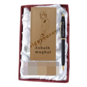 Picture And Name Long Wallet And Pen With Gift Box – In Camel Color