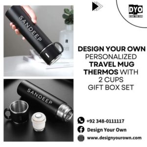 Design Your Own Personalized Travel Mug Thermos With 2 Cups Gift Box Set