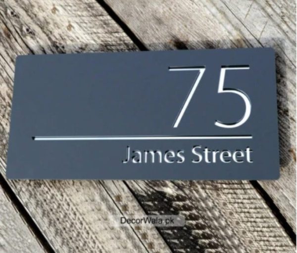 Gray And White Acrylic House Name Plate