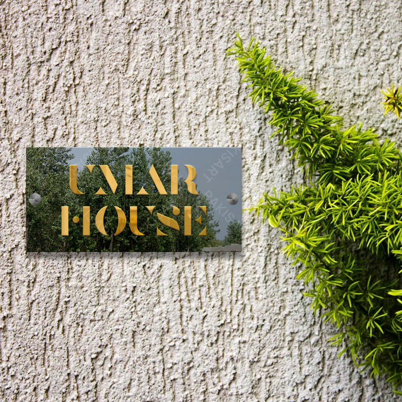 Silver And Gold Acrylic House Name Plate