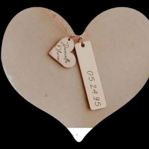 Customiseable Heart And Bar Engraved Nacklace - Gold