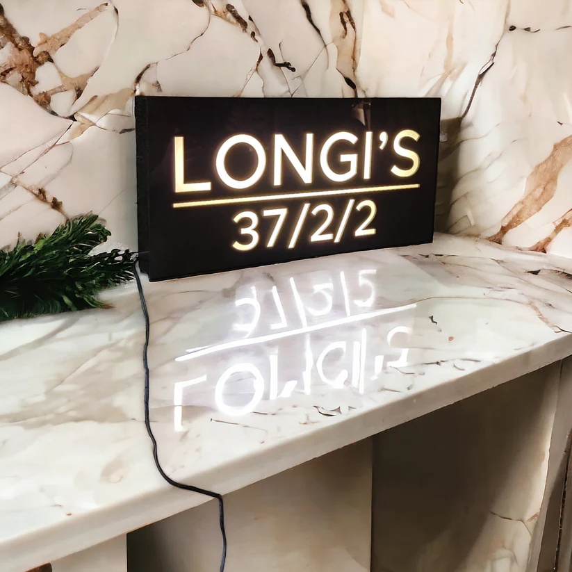 Customiseable Acrylic House Name Plate - LED