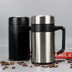 Customiseable Name Text Vacuum-Cup Portable Water-Glass Coffee-Mug Stainless Steel – Silver