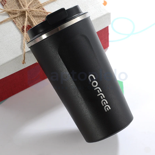 Customized Smart LED insulated Metal Flask Mug - Black