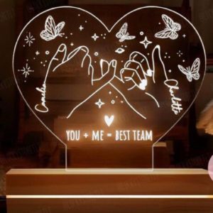 Personalized LED Name Text Couple Lamp - Warm White