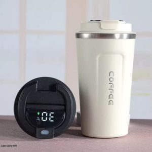 Customized Smart LED insulated Metal Flask Mug - White