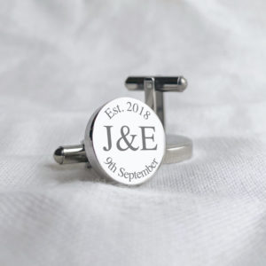 Design Your Own Custom Picture Name Text Engraved Cufflinks - Silver
