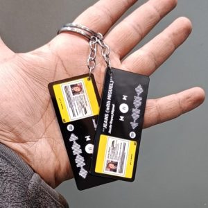 Customized Double Sided Engraved or UV Color Printed Black Acrylic Keychain - 4MM