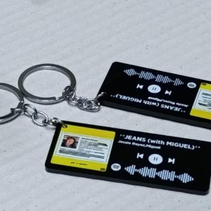 Customized Double Sided Engraved or UV Color Printed Black Acrylic Keychain - 4MM